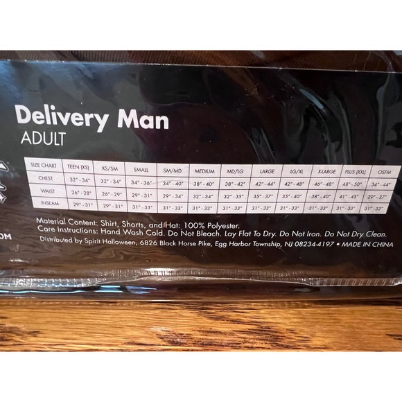 Spirit Halloween‎ Delivery Man Costume Adult Medium Shirt Shorts Hat - Picture 6 of 6